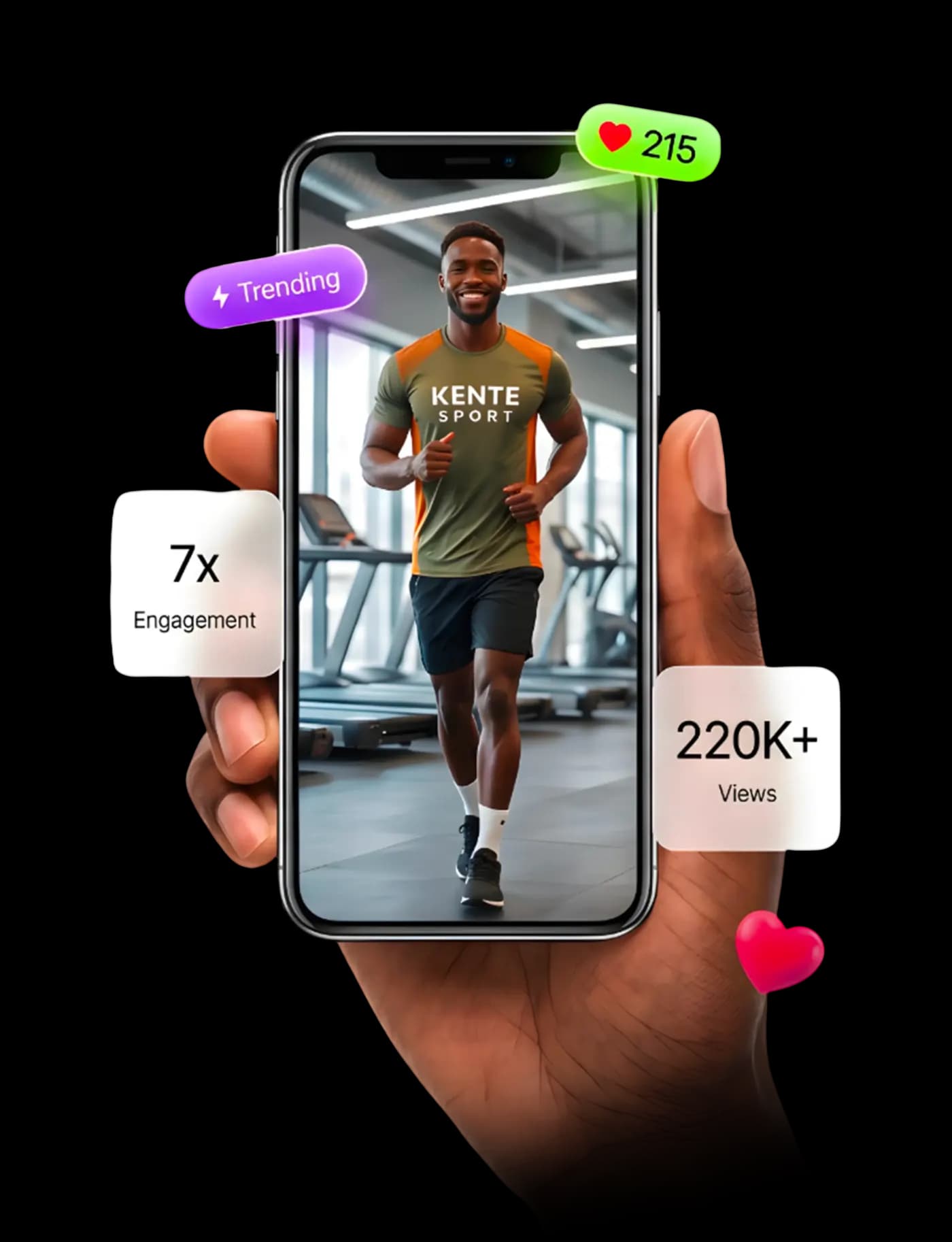 Hand holding phone — Kente Sport content preview
